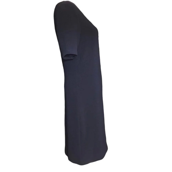 MARIO SERRANI Italy Sz S Women's Navy Blue Ribbed Knit Bodycon Dress Career Work - Picture 4 of 5